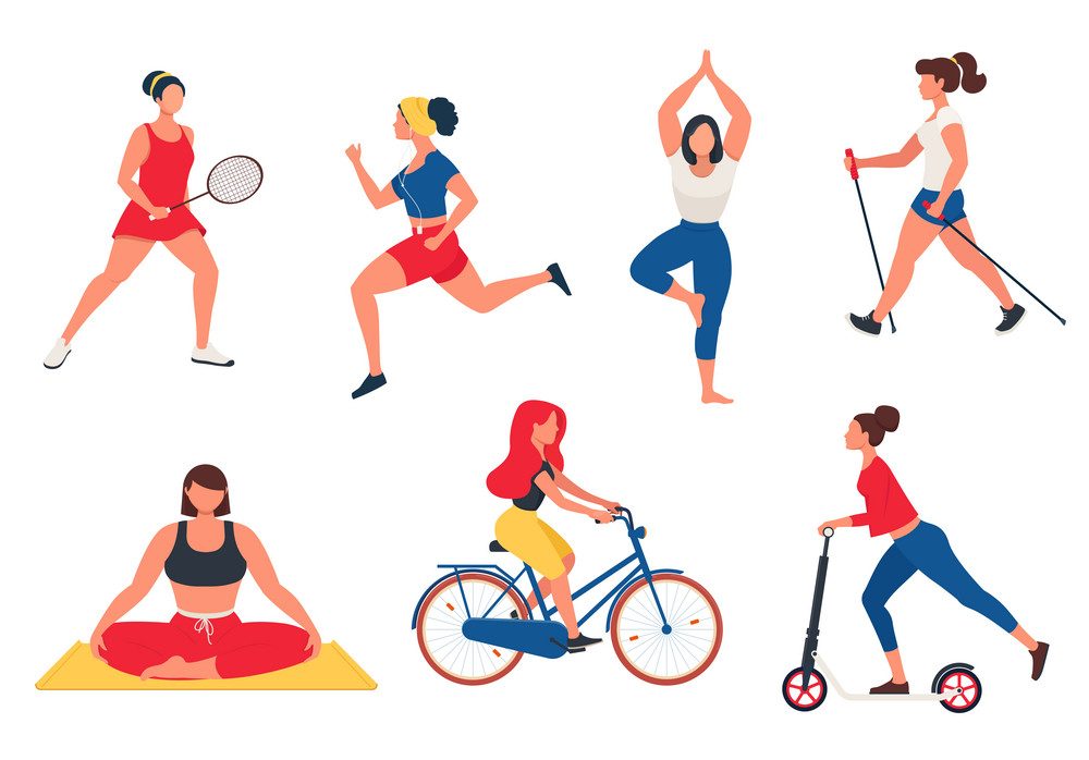 women performing various physical activities vector 31966700 e1709782527965